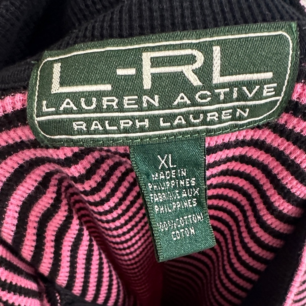 Lauren active Ralph Lauren Chic Striped Black and Pink Women's Sweatshirt - Picture 8 of 10